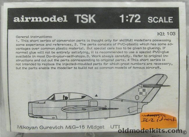 Airmodel 1/72 Mig-21 UTI Trainer / IL-2 Single Seat / Mig-15 Midget UTI Conversion - Bagged, 103 plastic model kit